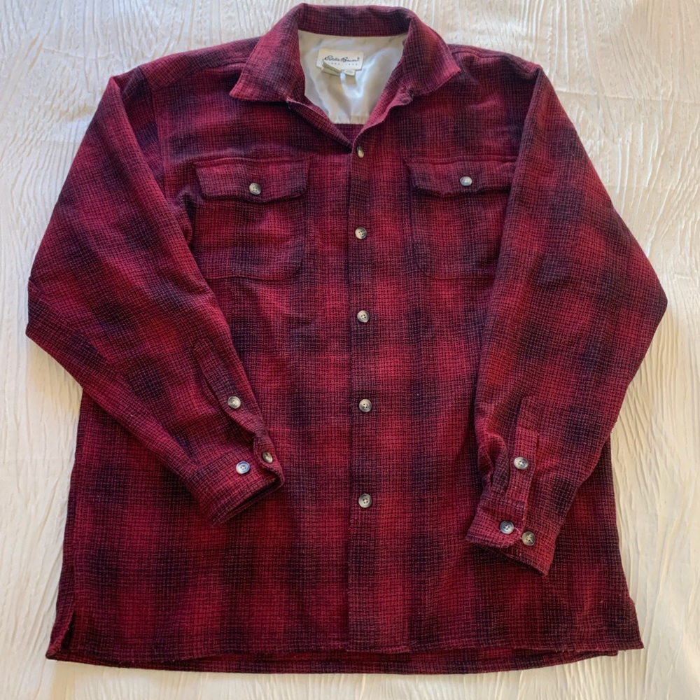 Vintage Eddie Bauer Wool Blend Loop Collar Flannel/overshirt, size Large
